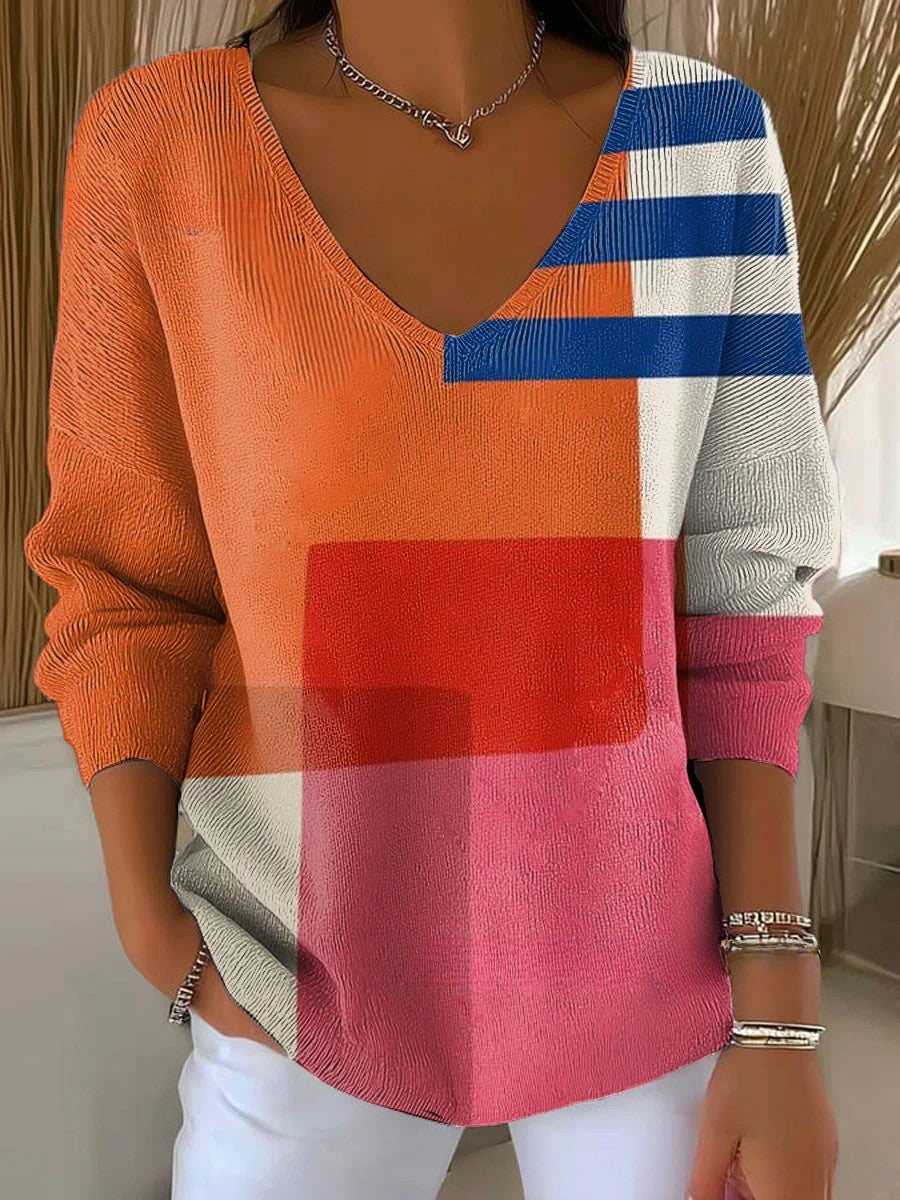 Béatrice – Kleurrijke trui met V-hals