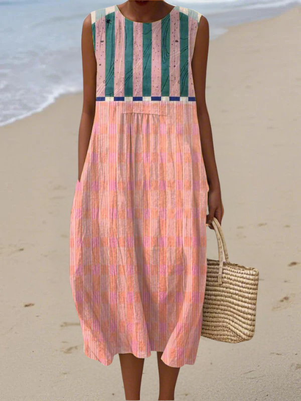Lily | Midi-jurk met Pastelstrepen