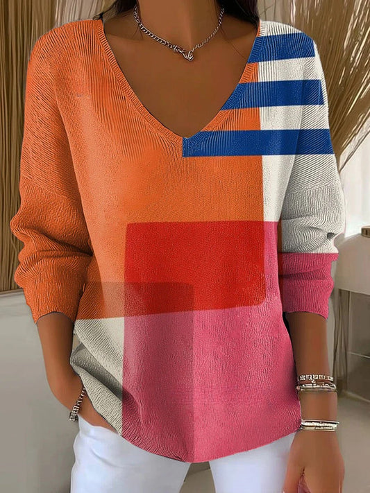 Béatrice – Kleurrijke trui met V-hals