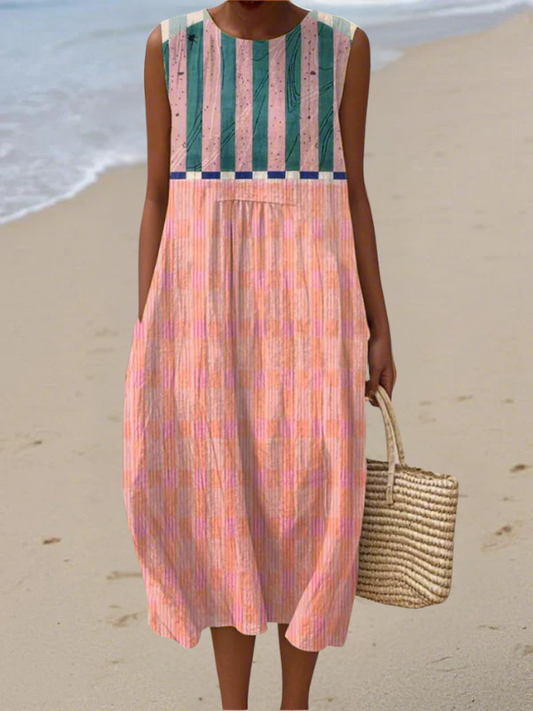 Lily | Midi-jurk met Pastelstrepen
