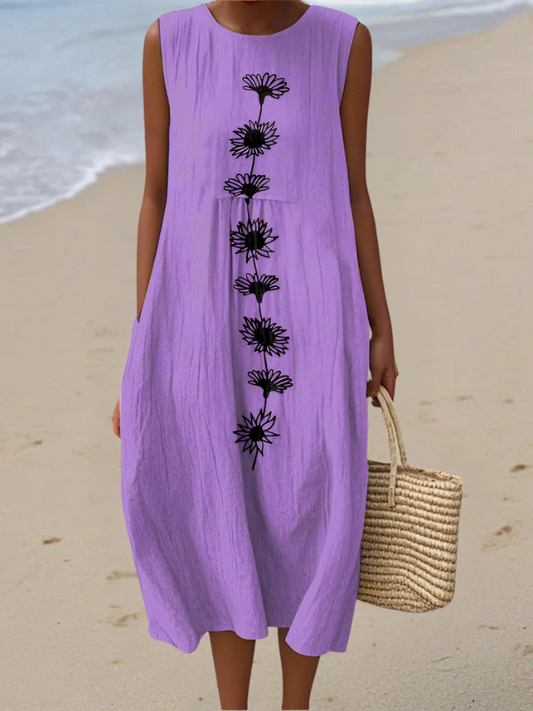Emma | Midi Jurk Paars Bloom