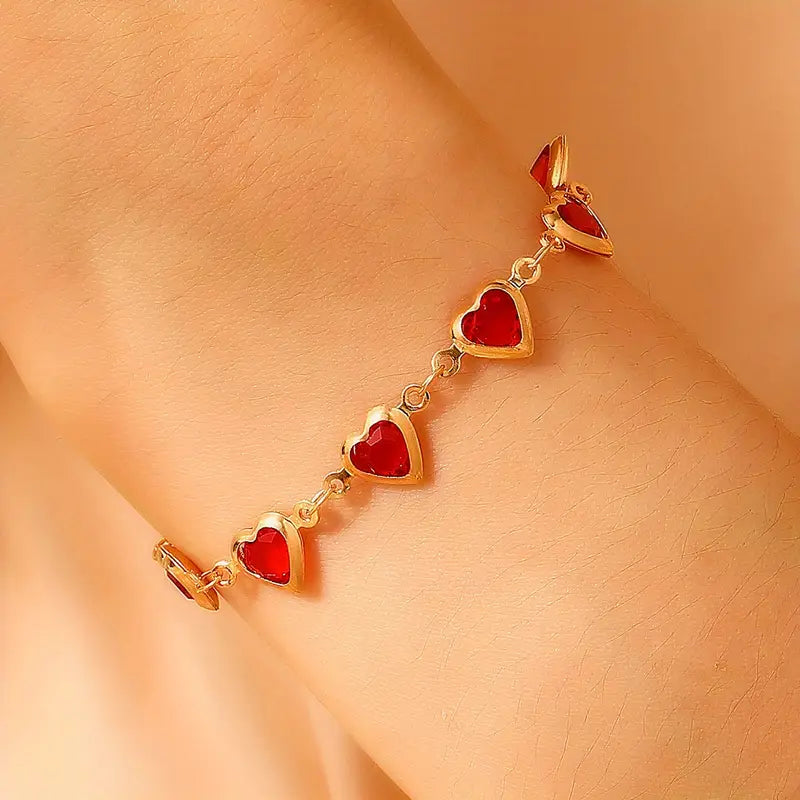 Stylish gouden armband met verfijnde granaatstenen