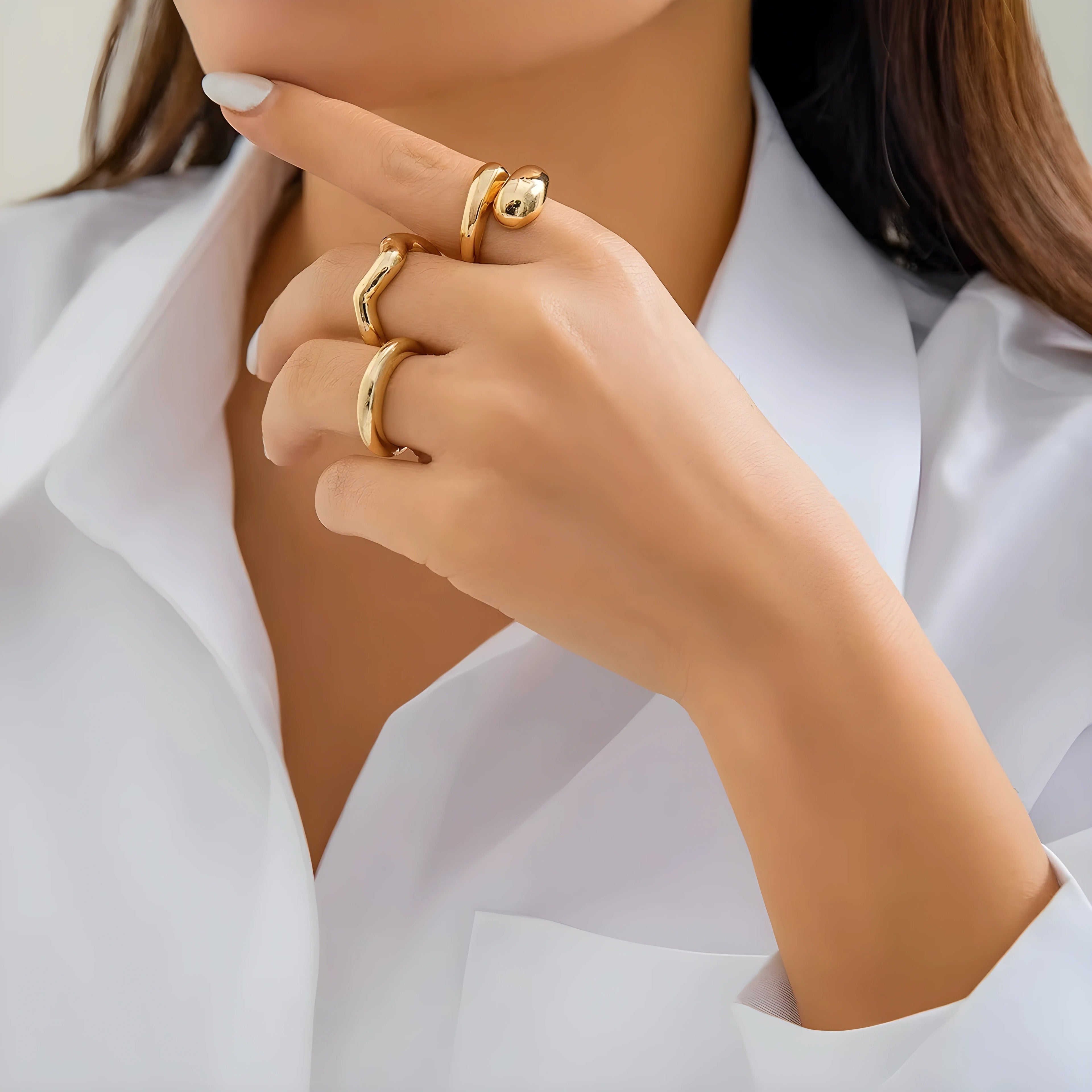 Lison – Elegante set van 3 delicate ringen