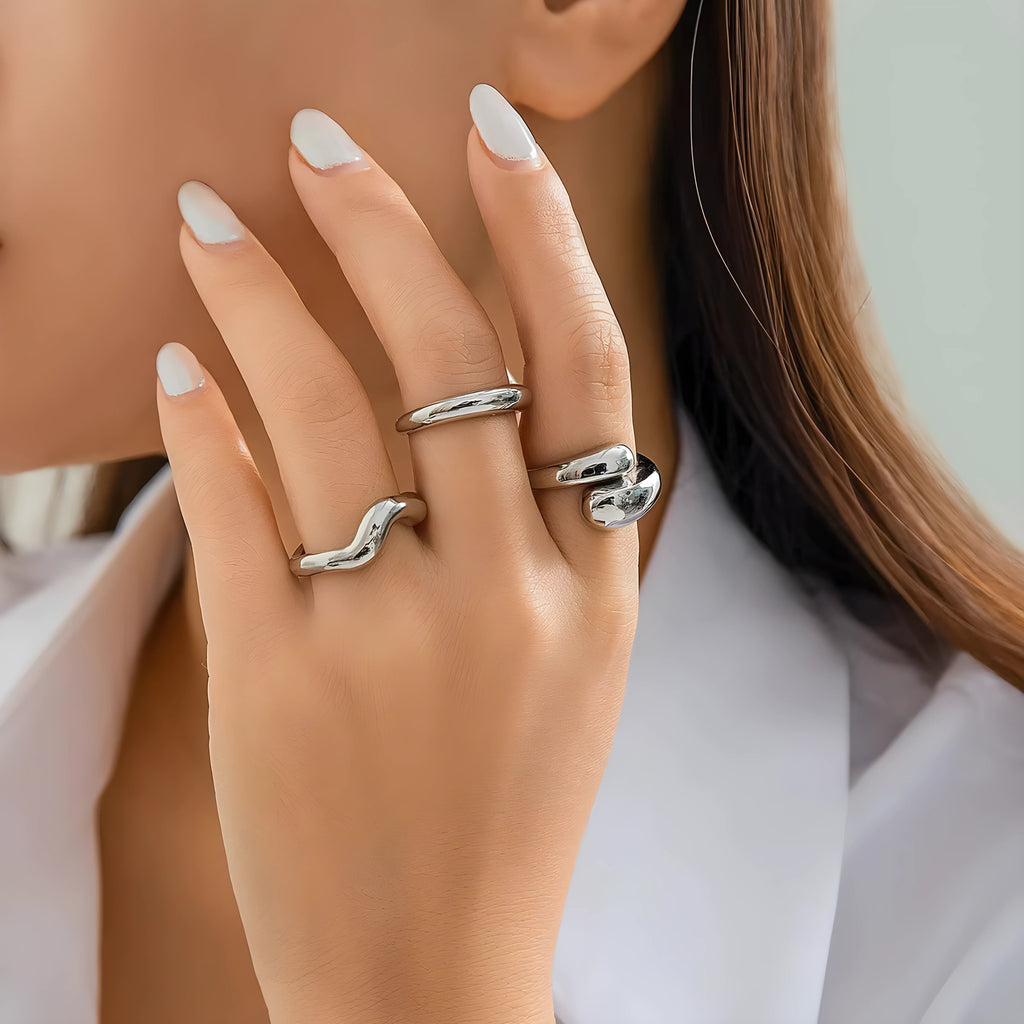 Lison – Elegante set van 3 delicate ringen