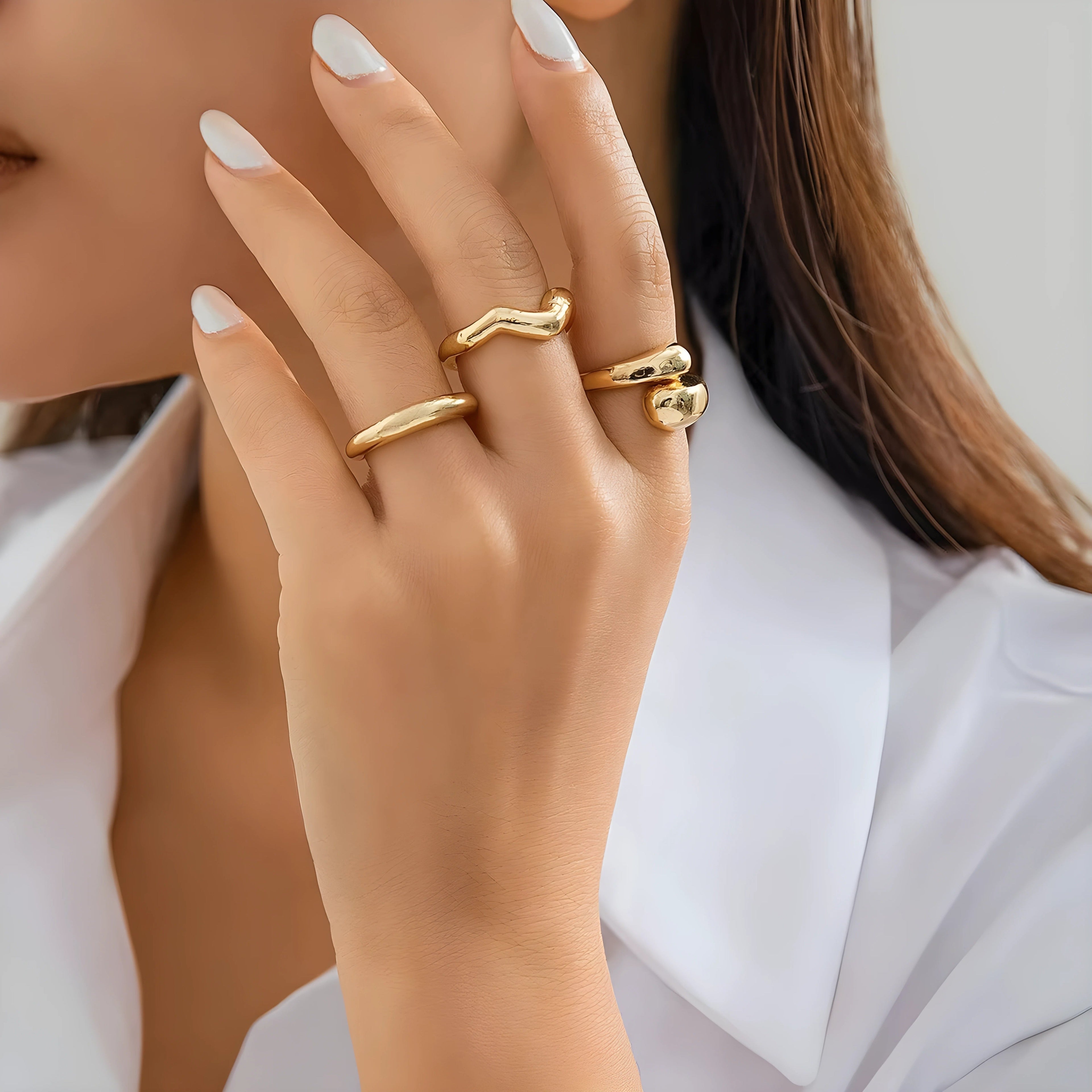 Lison – Elegante set van 3 delicate ringen