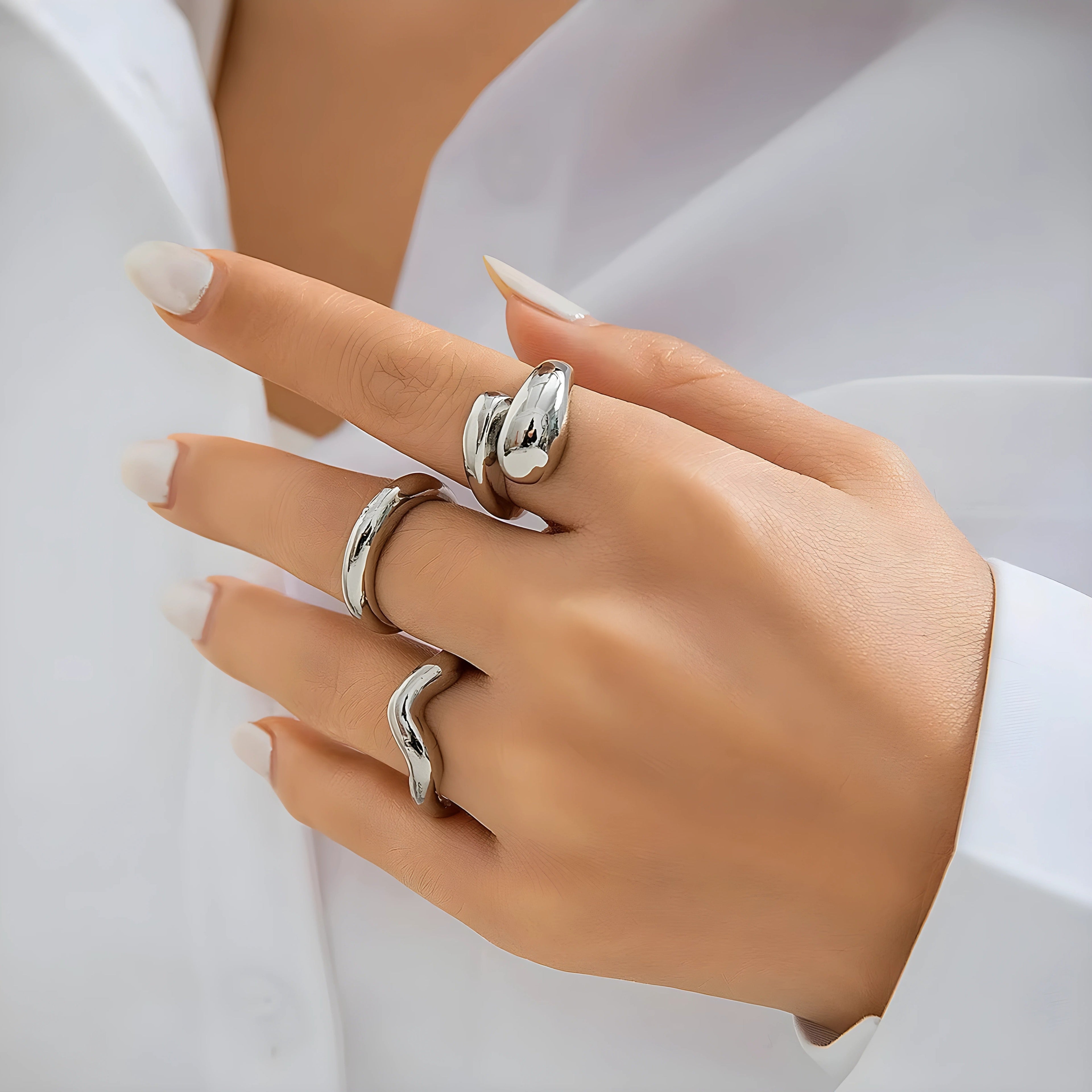 Lison – Elegante set van 3 delicate ringen