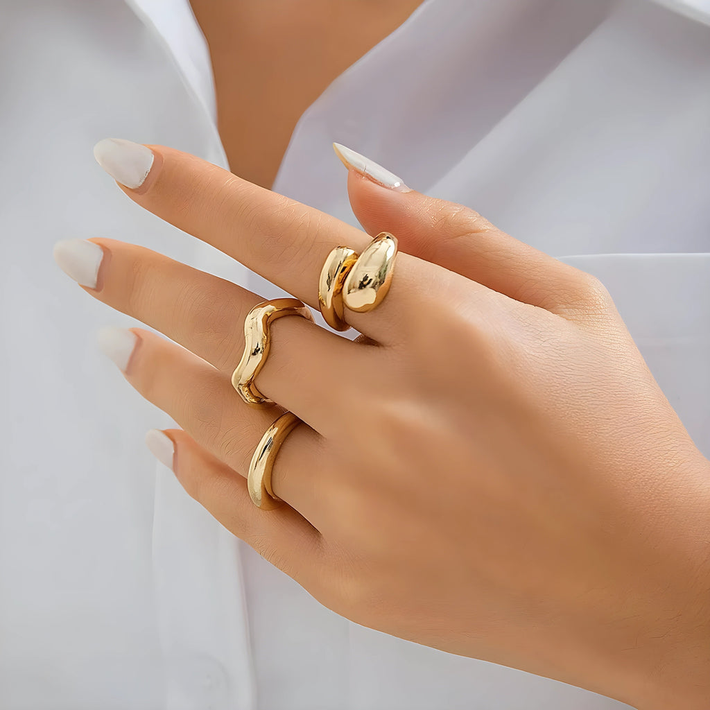 Lison – Elegante set van 3 delicate ringen