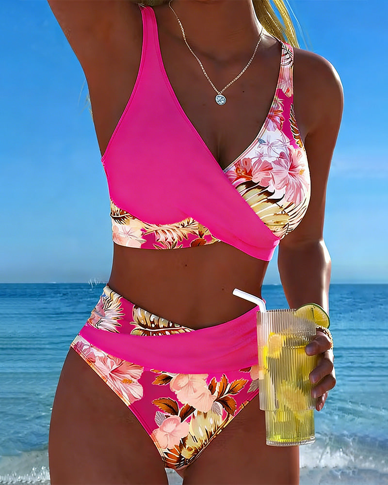 Bikini - Contrasterende Bloemenprint en Opening