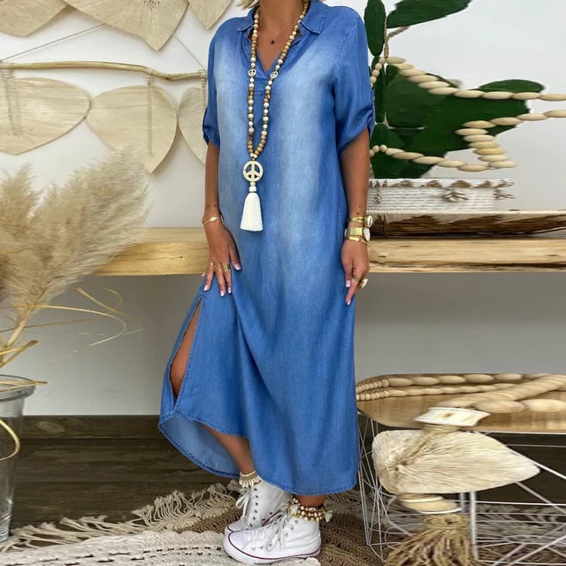 Lea | Lange Jeanslook Jurk