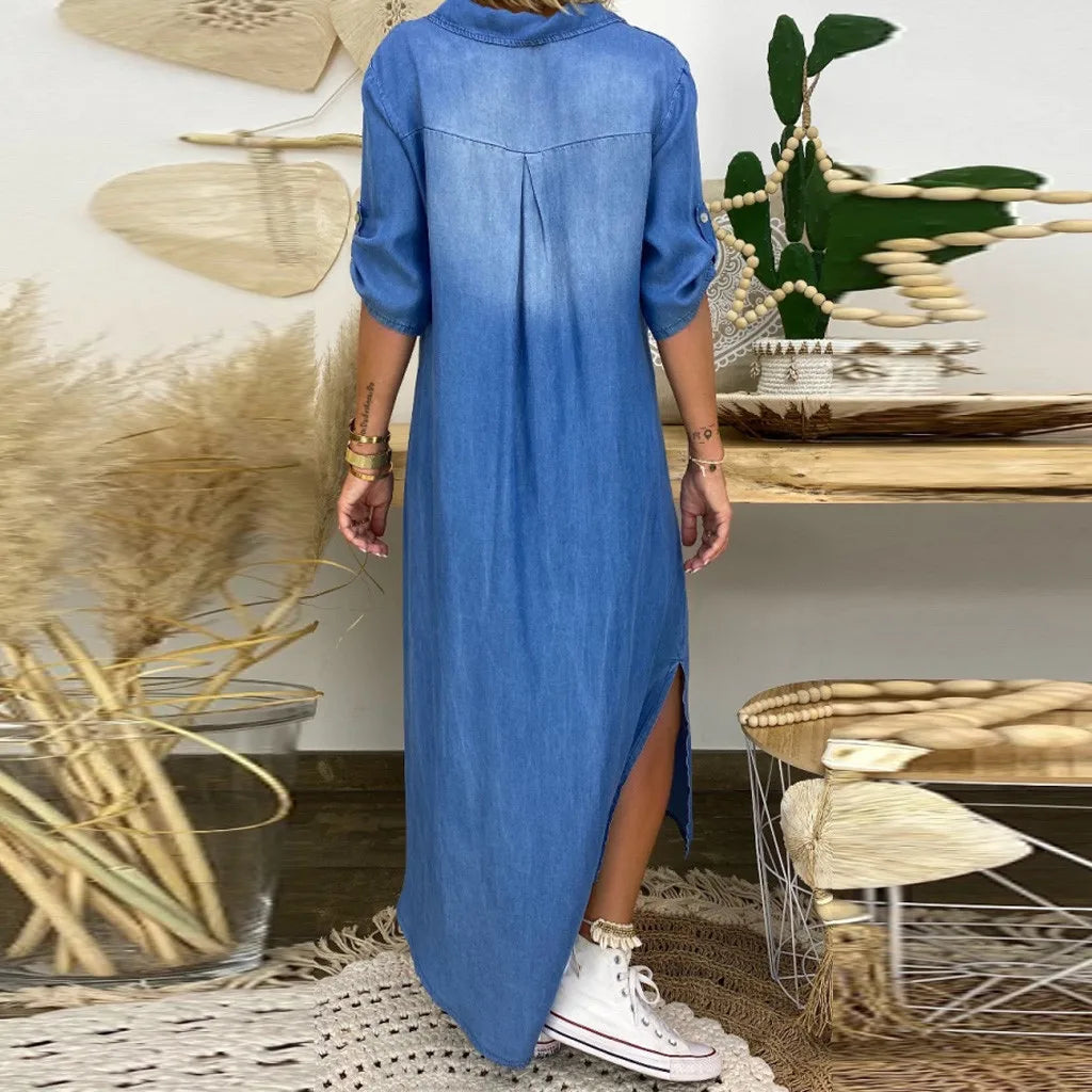 Lea | Lange jeansjurk