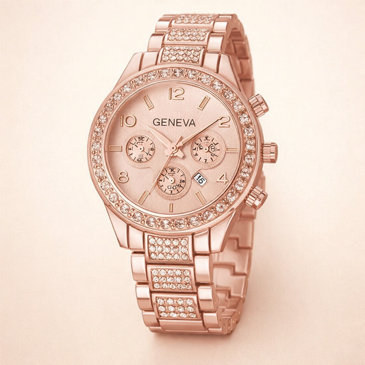 Minimalistische roségouden horloge met een subtiele parel