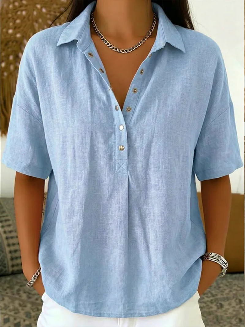 Lovas Mode | Blouse met kraag en knoopdetail