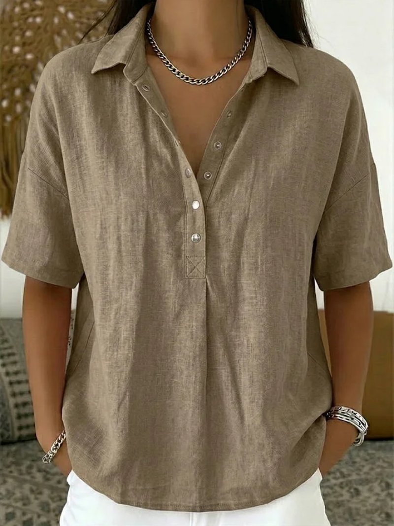 Lovas Mode | Blouse met kraag en knoopdetail
