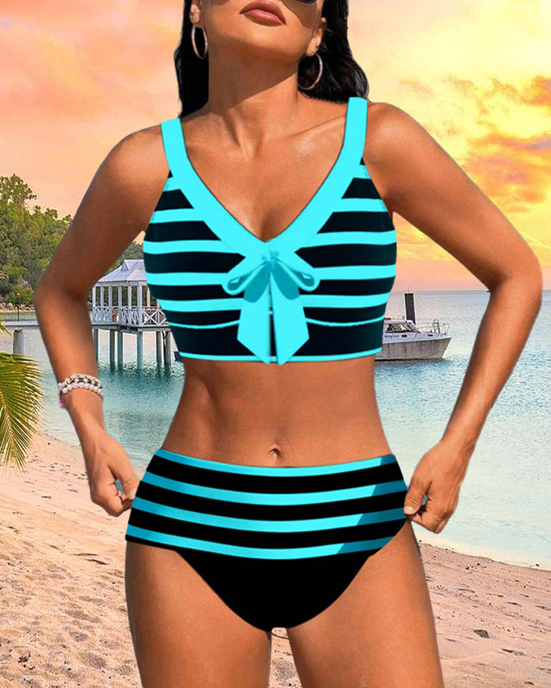 Lula - Hoge taille gestreepte bikini