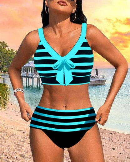 Lula - Hoge taille gestreepte bikini