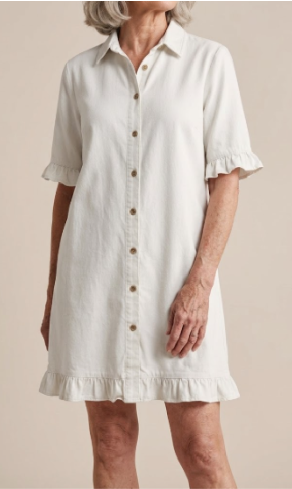 Maria | Comfortabele Denim Jurk met Elegante Plooien