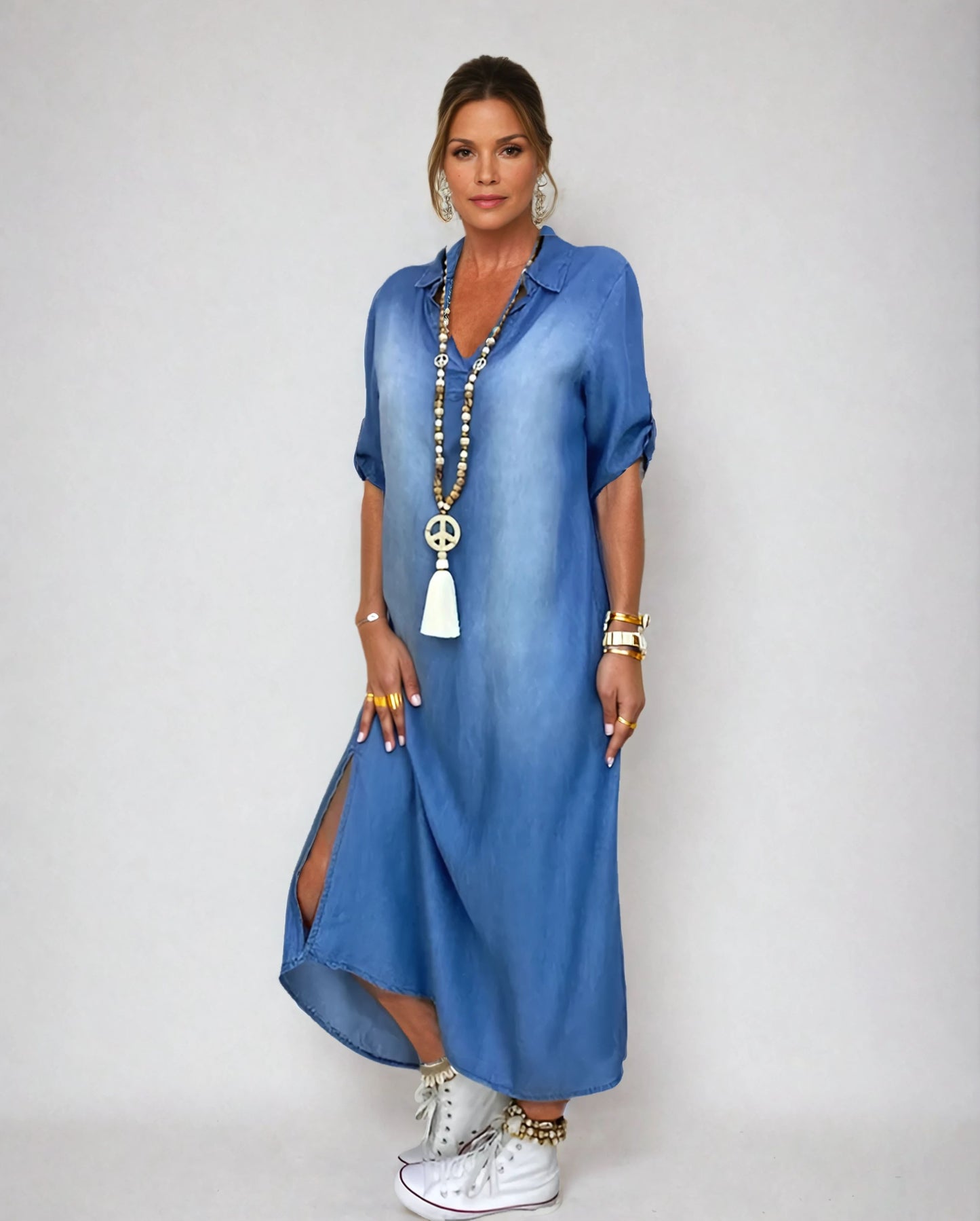 Lea | Lange jurk in jeanslook