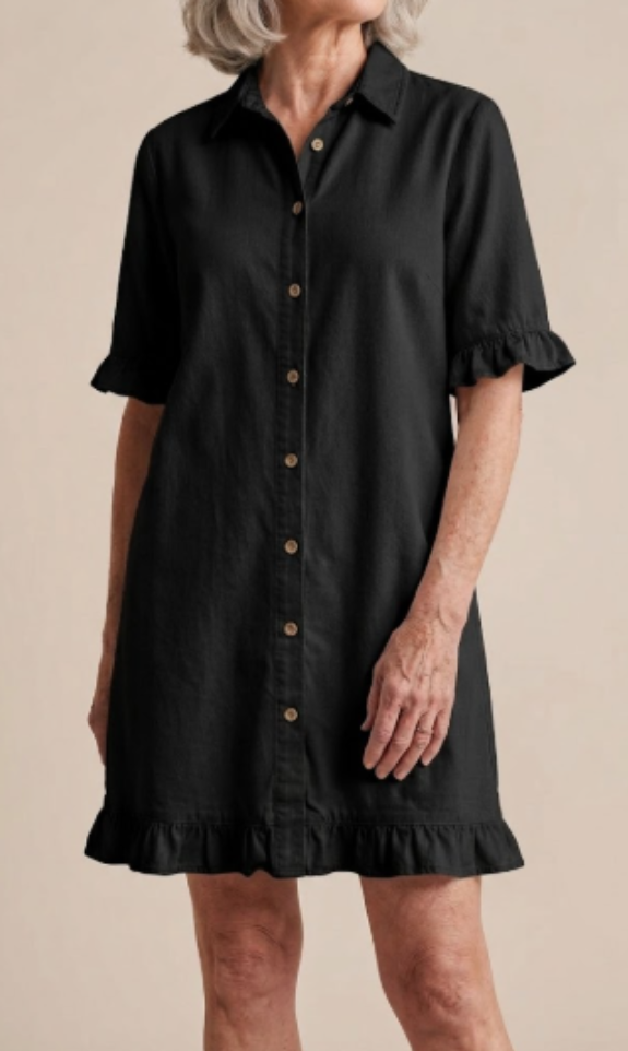 Maria | Comfortabele Denim Jurk met Elegante Plooien