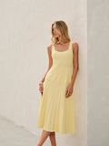 Ribbed Knitted Dress with Square Neckline