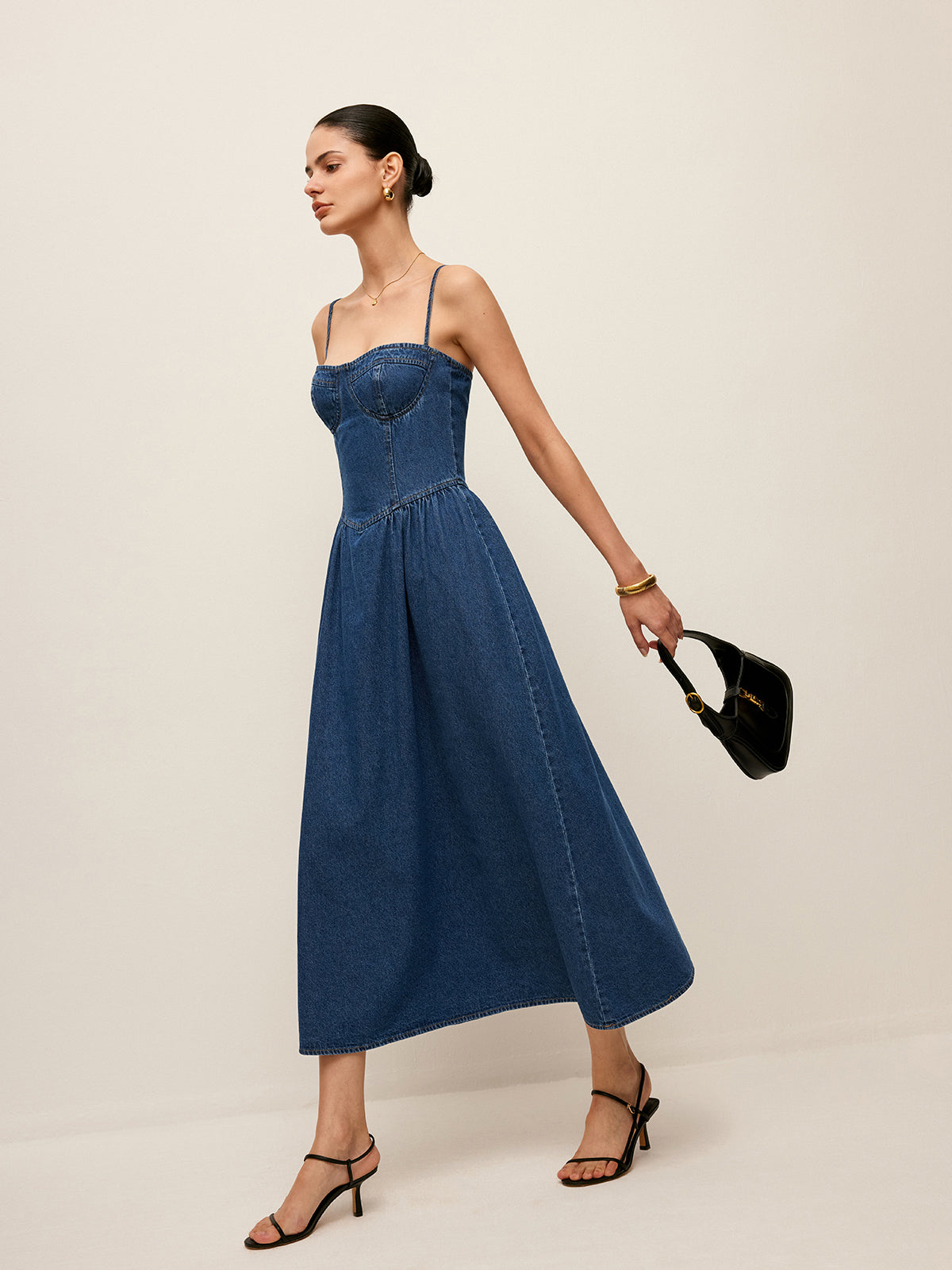 Denim Corset Style Maxi Dress – Elegant Collection