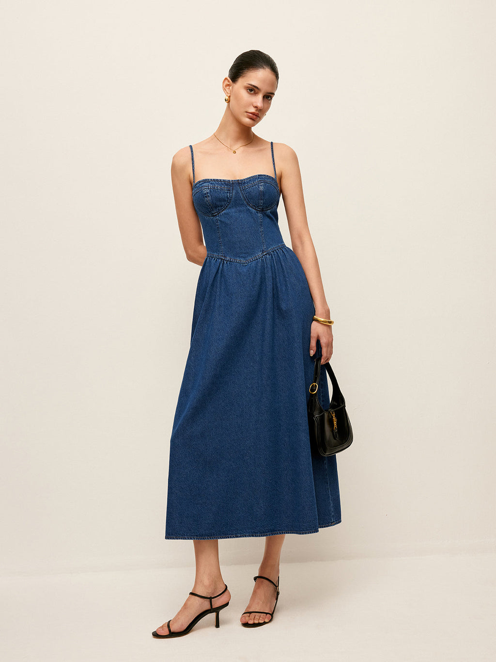 Denim Corset Style Maxi Dress – Elegant Collection