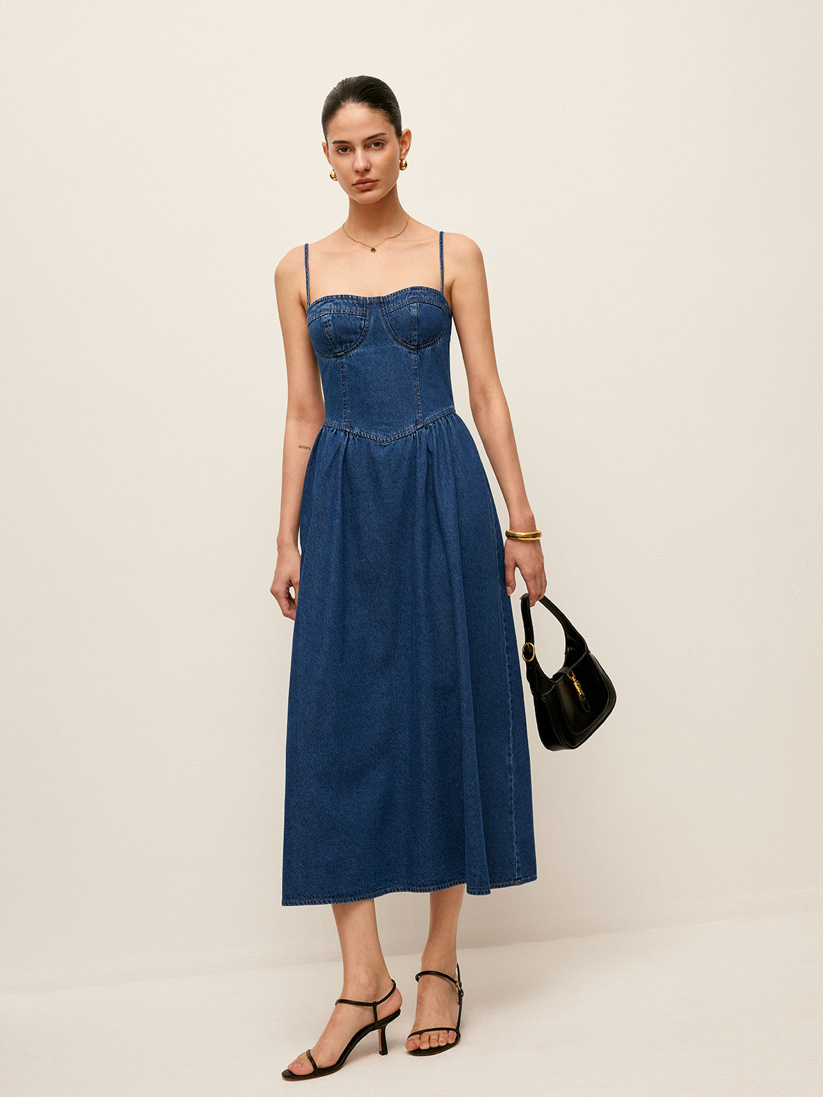 Denim Corset Style Maxi Dress – Elegant Collection