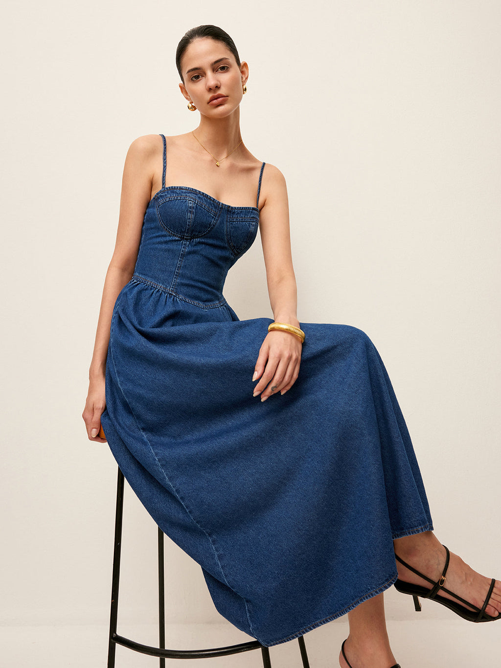 Denim Corset Style Maxi Dress – Elegant Collection