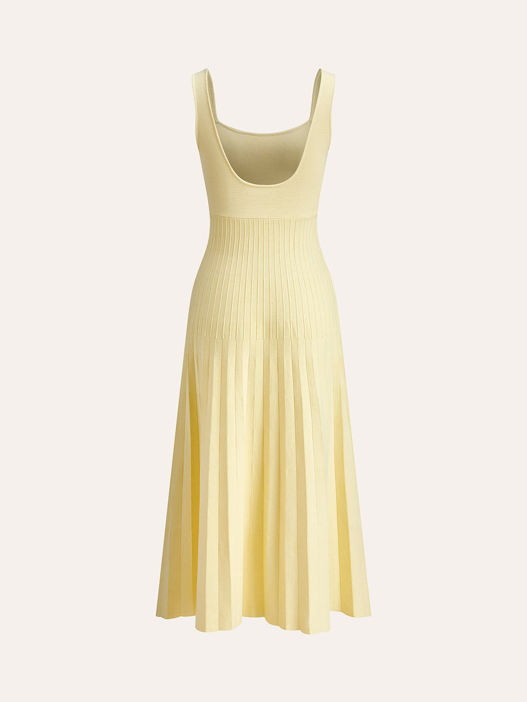 Ribbed Knitted Dress with Square Neckline
