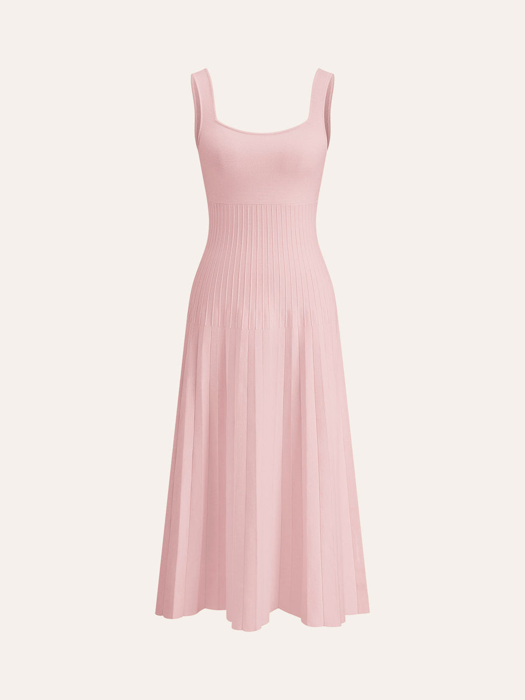 Ribbed Knitted Dress with Square Neckline