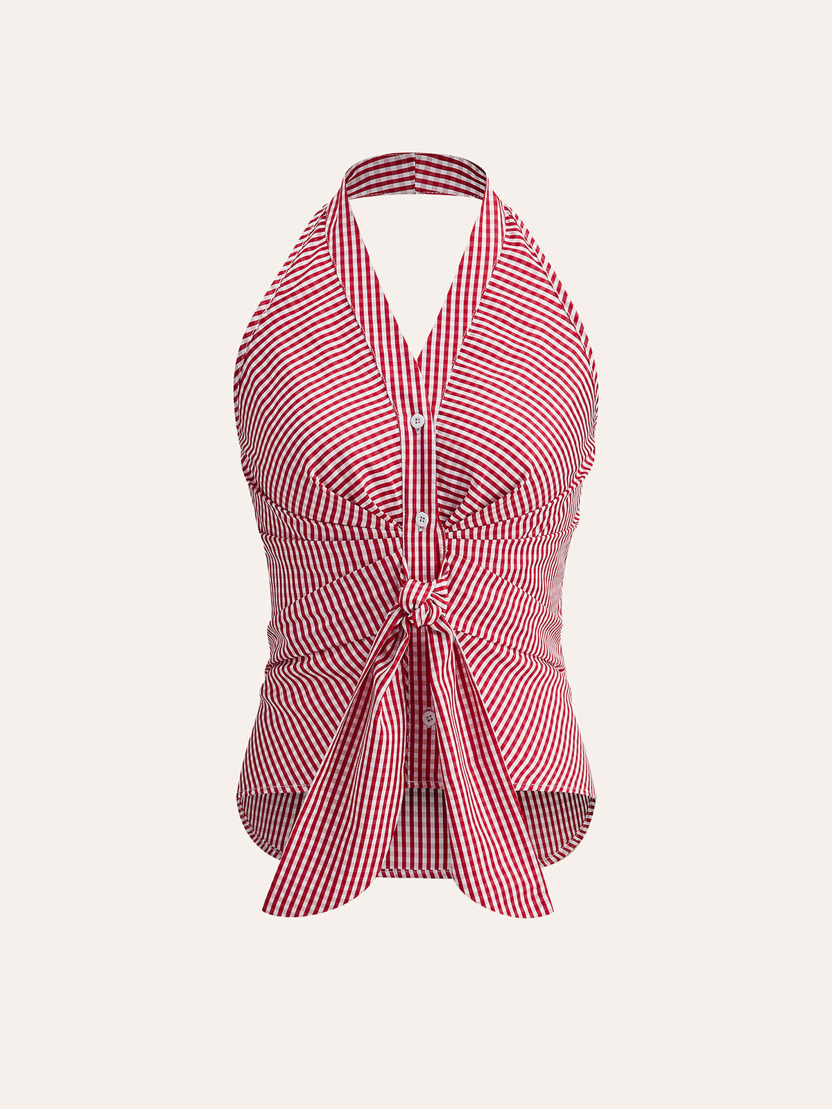 Gestreepte Halter Top met Striksluiting