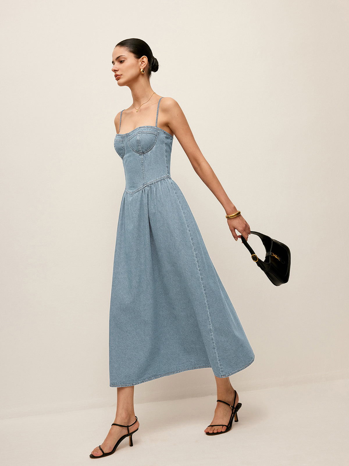 Denim Corset Style Maxi Dress – Elegant Collection