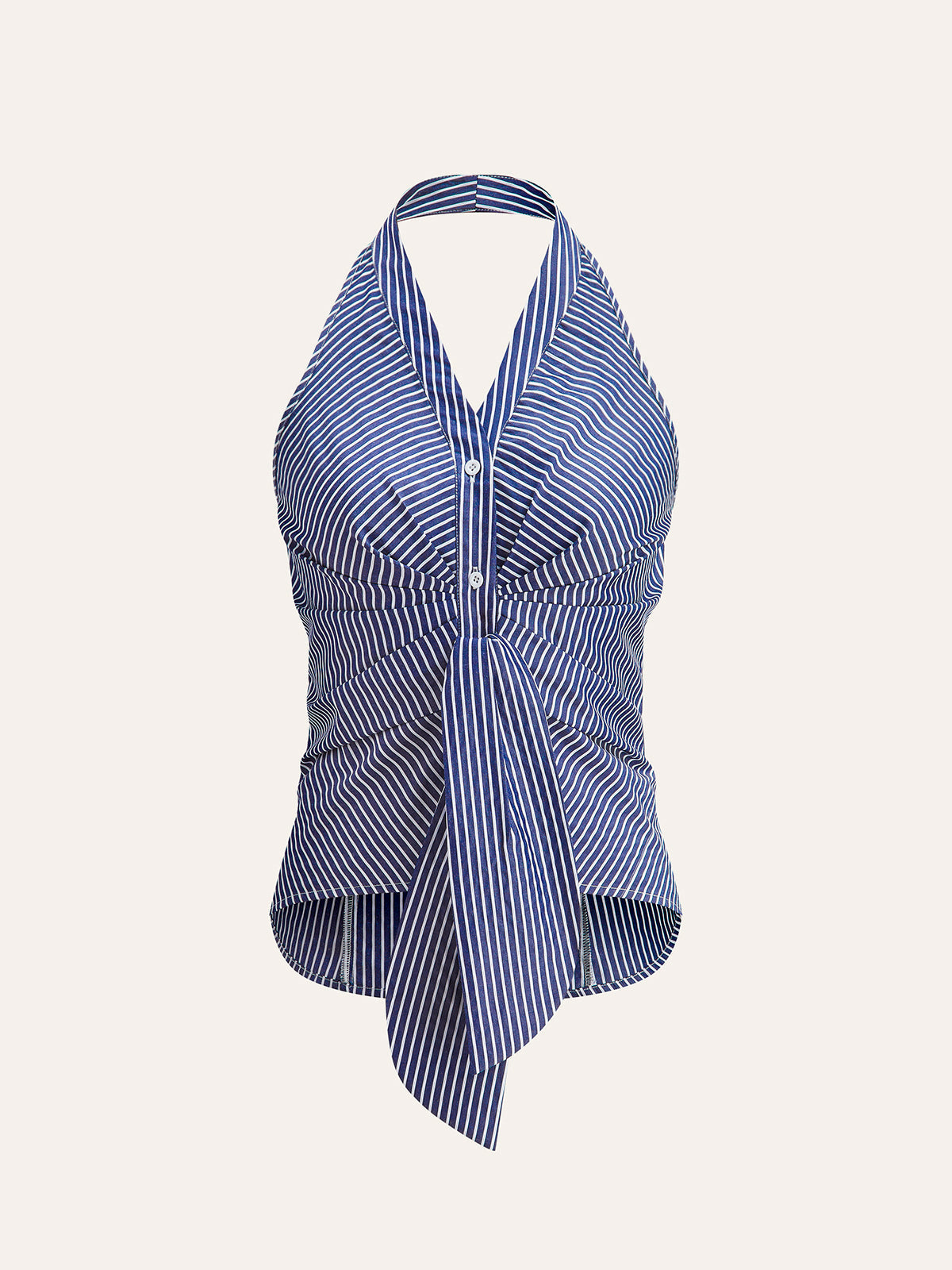 Gestreepte Halter Top met Striksluiting