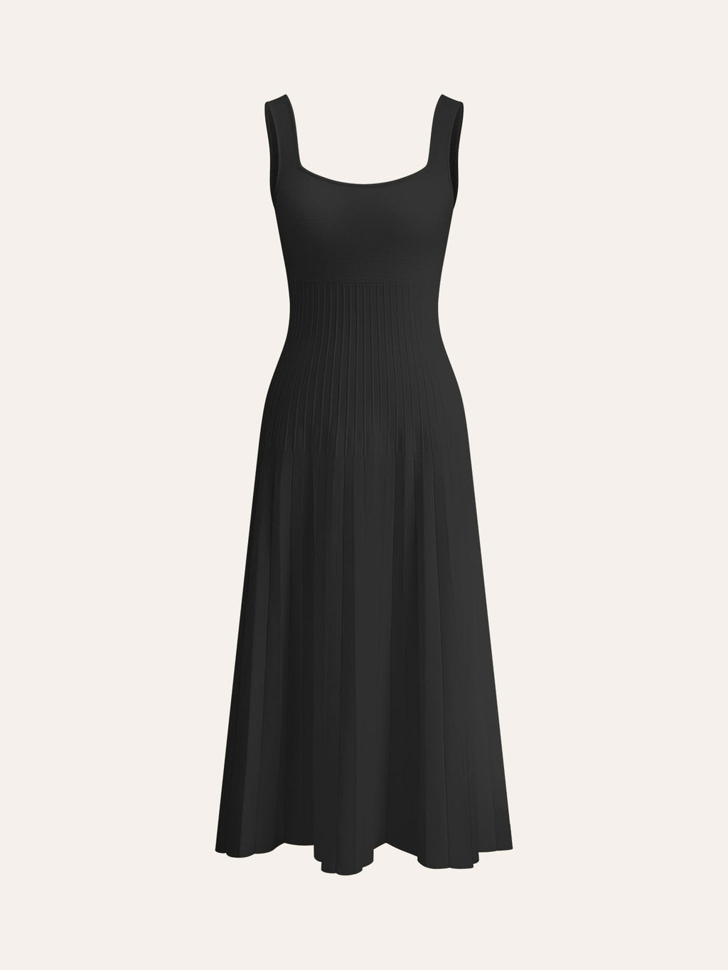 Ribbed Knitted Dress with Square Neckline