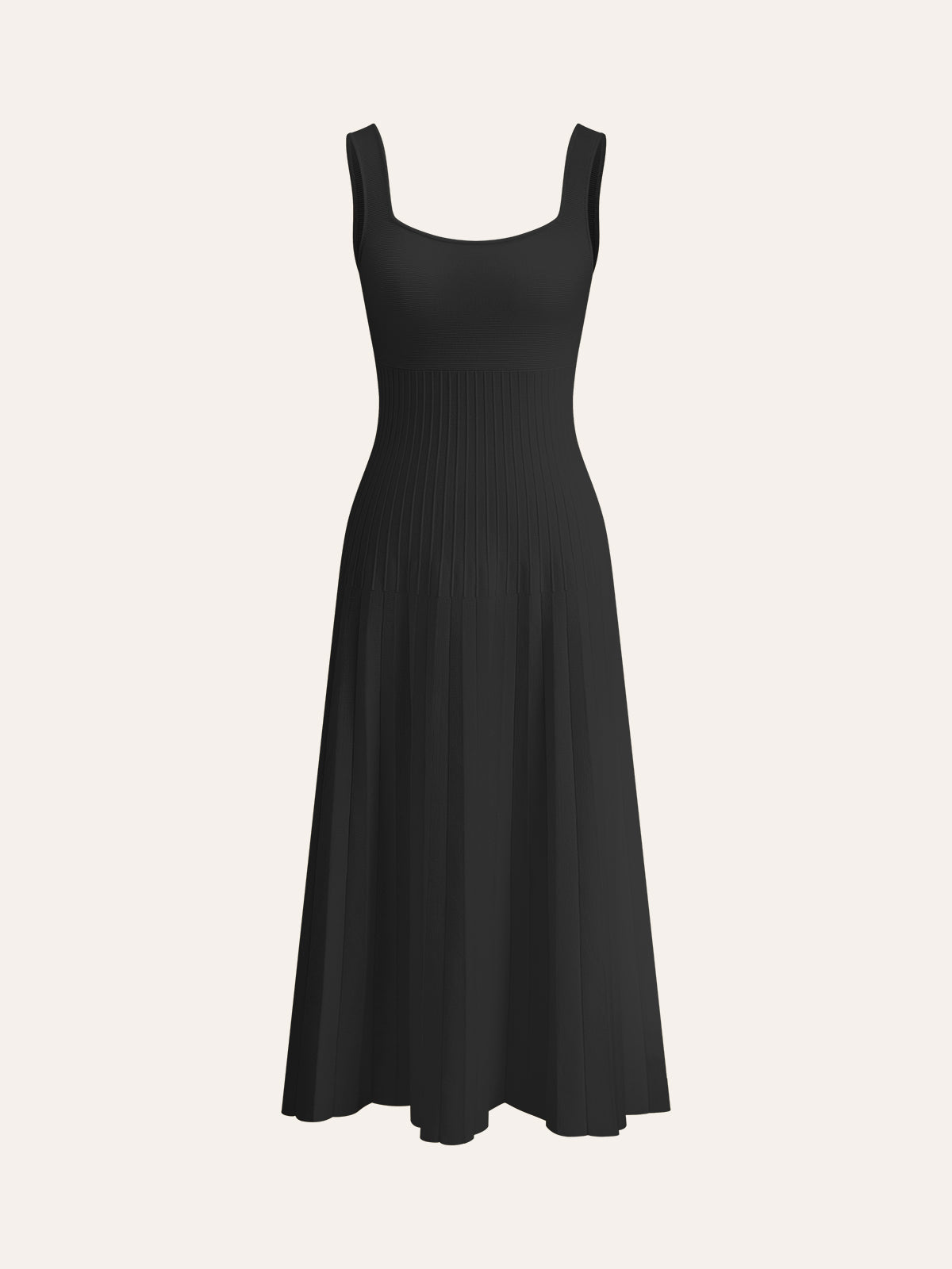 Ribbed Knitted Dress with Square Neckline
