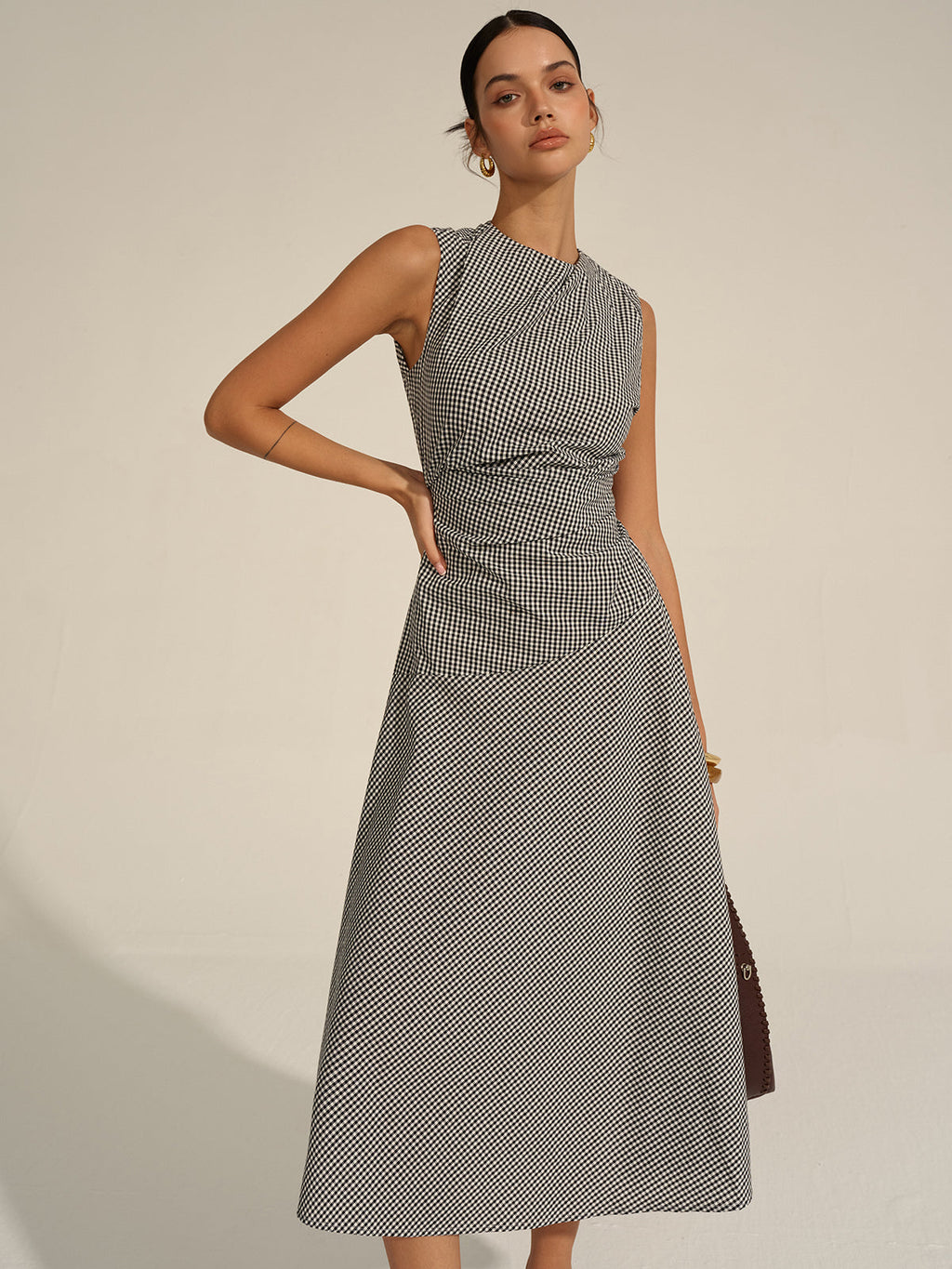 Milano Elegante Midi Jurk met Tailleplooien