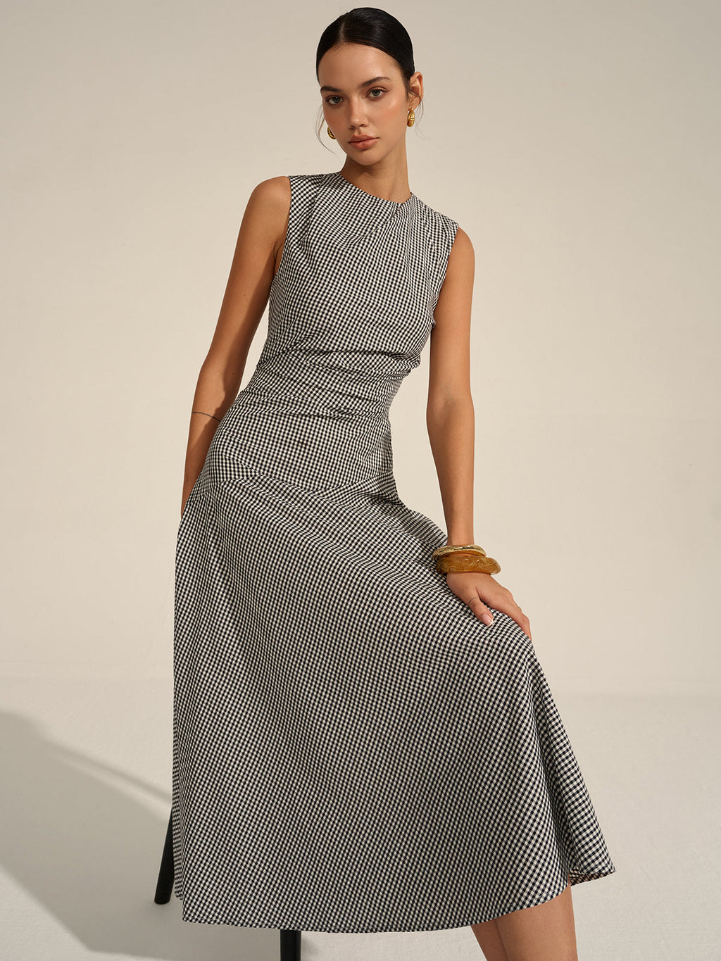 Milano Elegante Midi Jurk met Tailleplooien