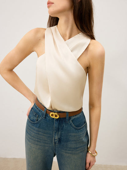 Satijnen Cross-Over Collar Tanktop