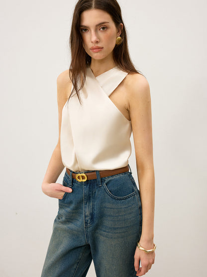 Satijnen Cross-Over Collar Tanktop