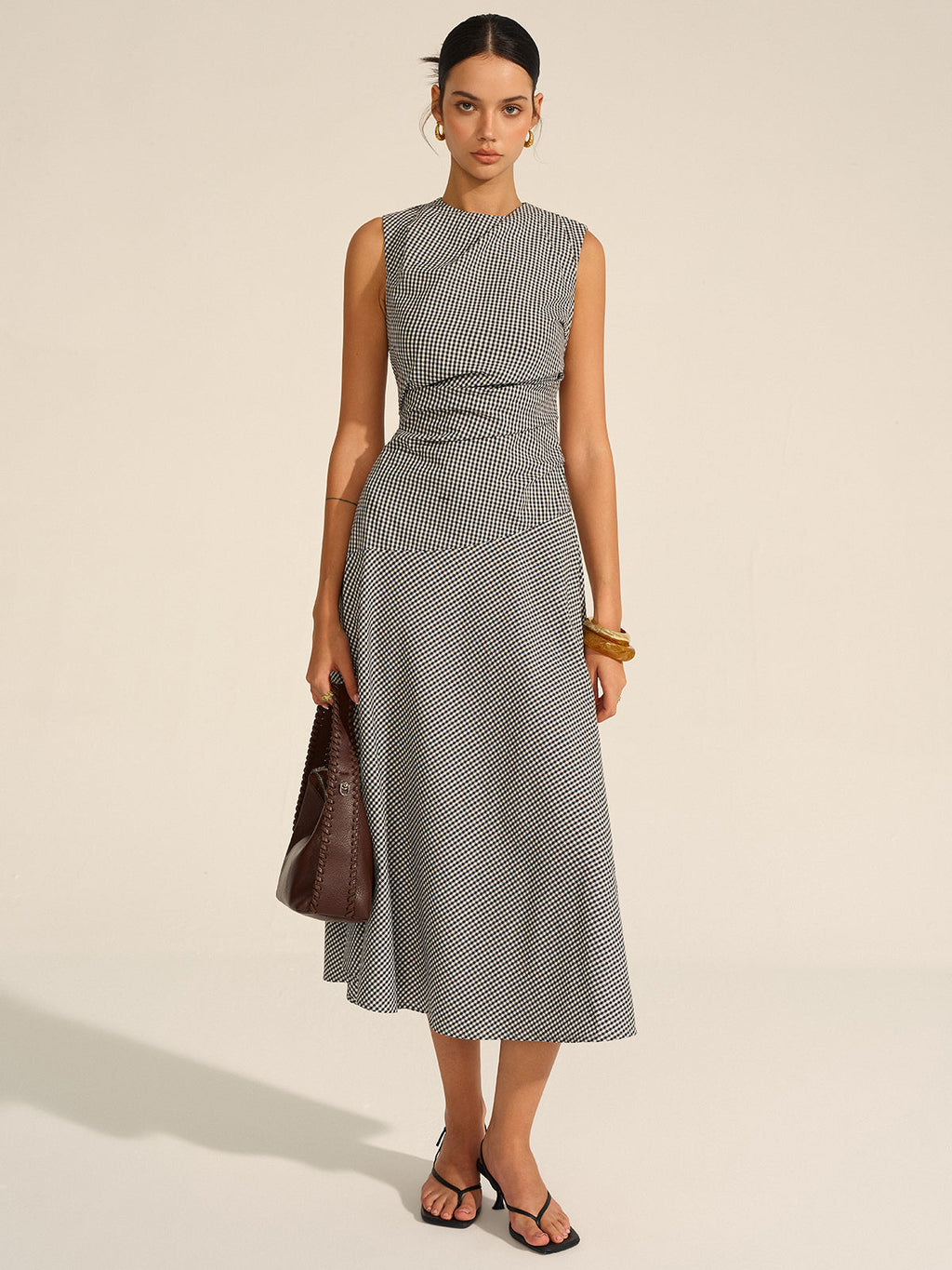 Milano Elegante Midi Jurk met Tailleplooien