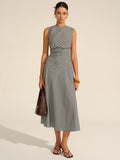 Milano Elegante Midi Jurk met Tailleplooien