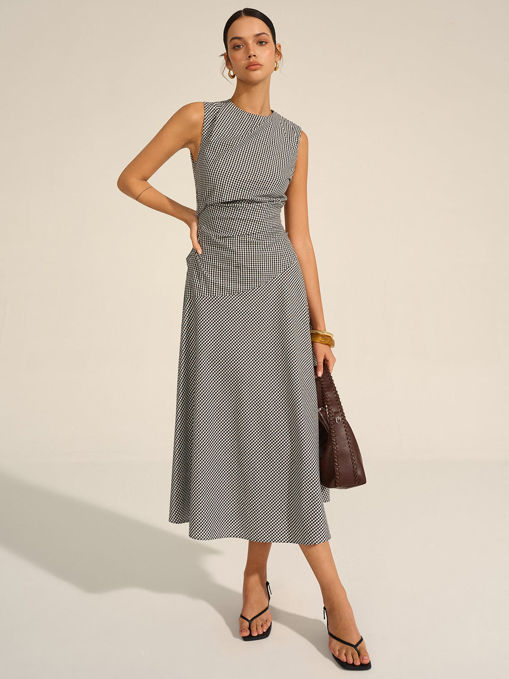Milano Elegante Midi Jurk met Tailleplooien