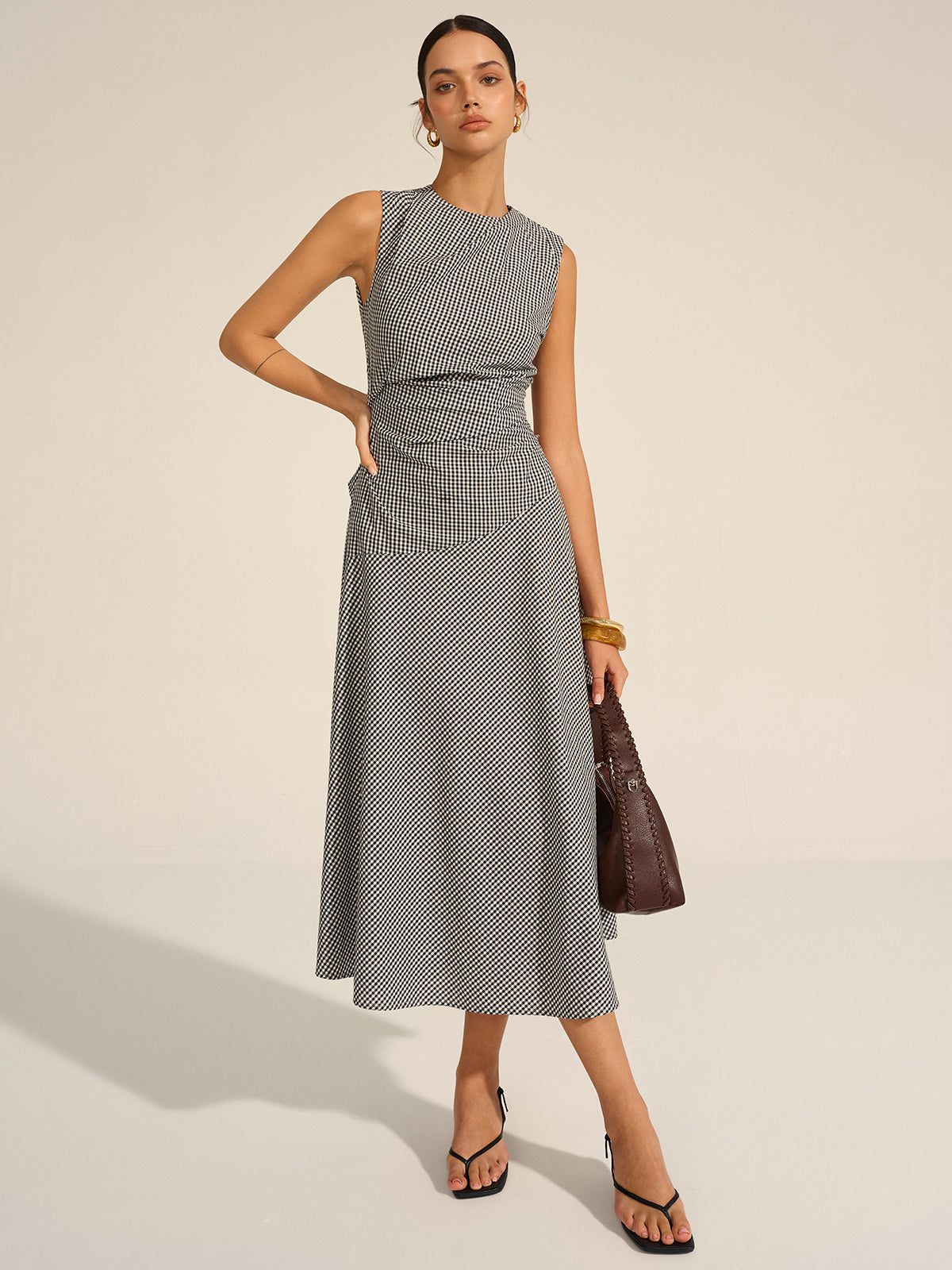 Milano Elegante Midi Jurk met Tailleplooien