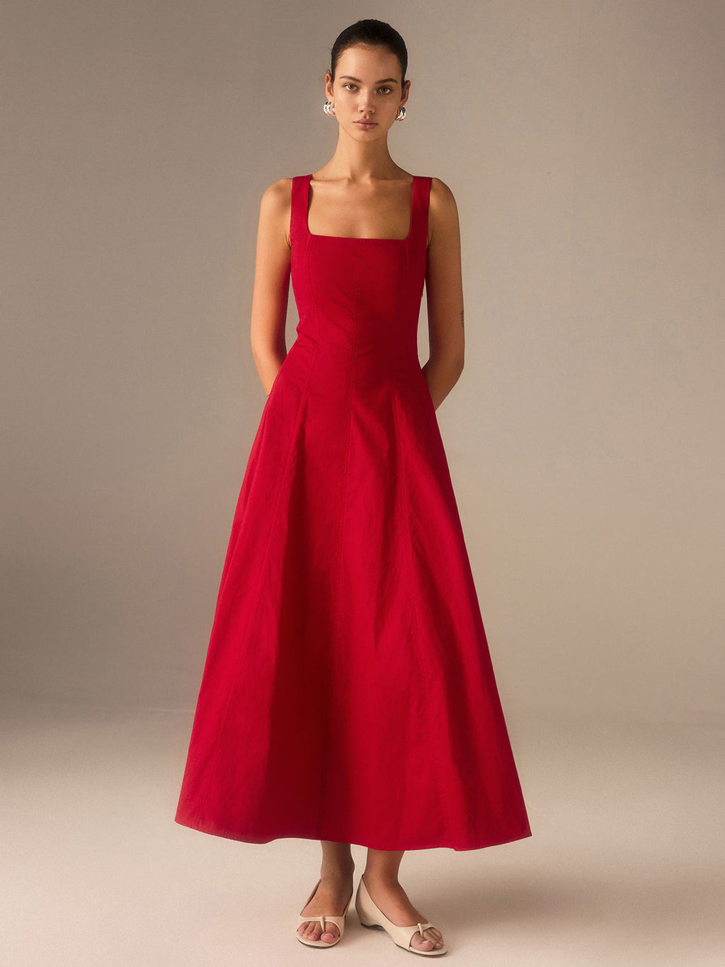 Crimson Grace Geprofileerde Midi Jurk