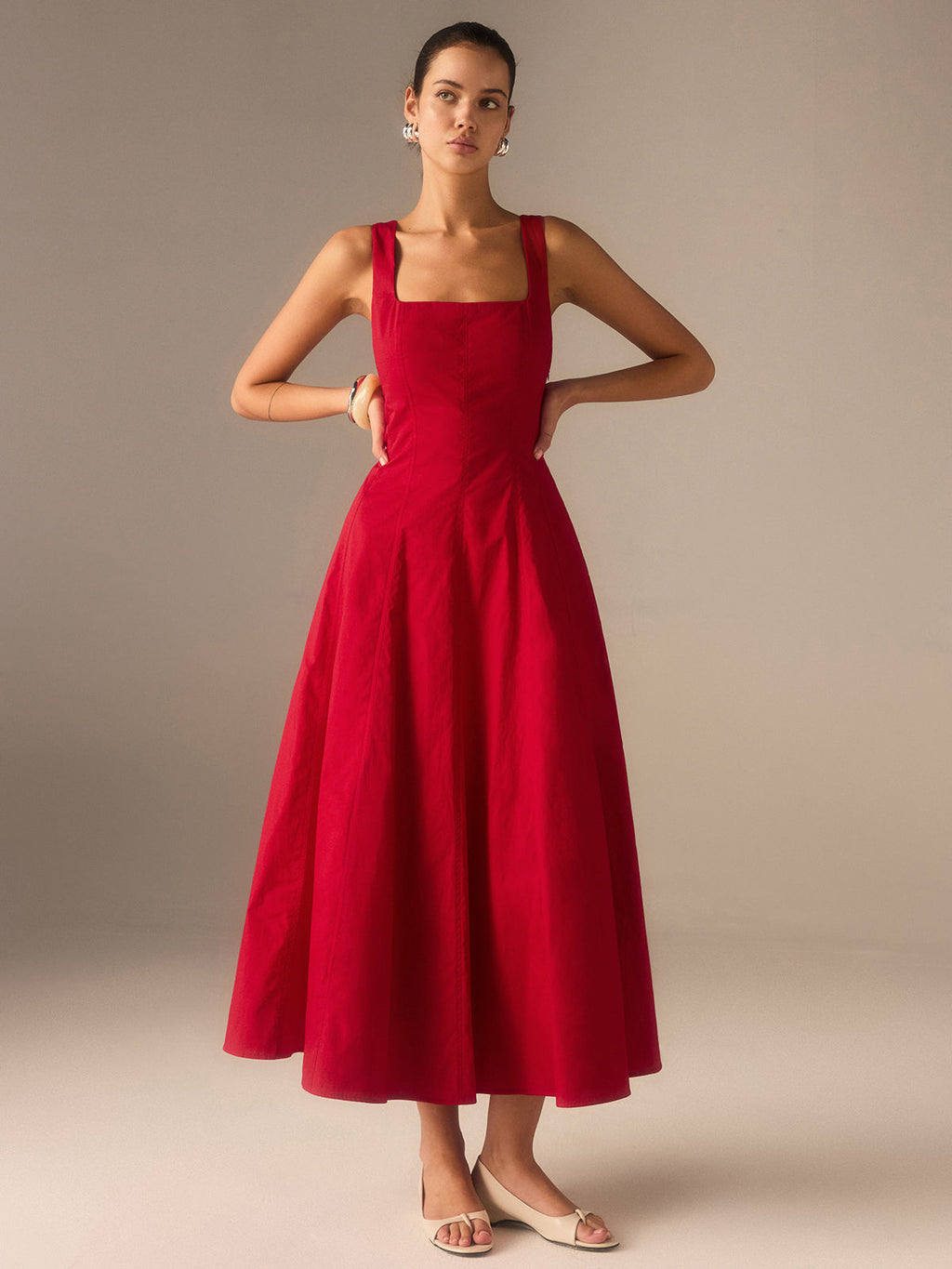 Crimson Grace Geprofileerde Midi Jurk