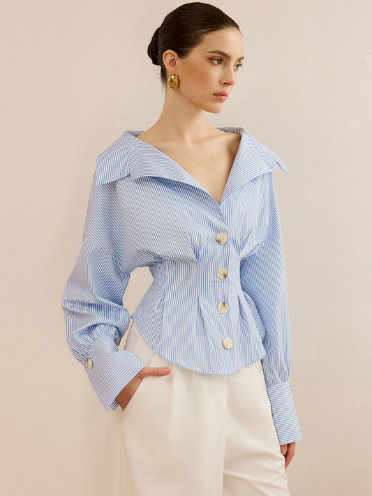 Gestreept Overhemd met Taille Accent