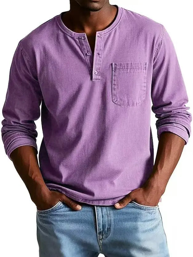 Lovas - Denim Henley shirt