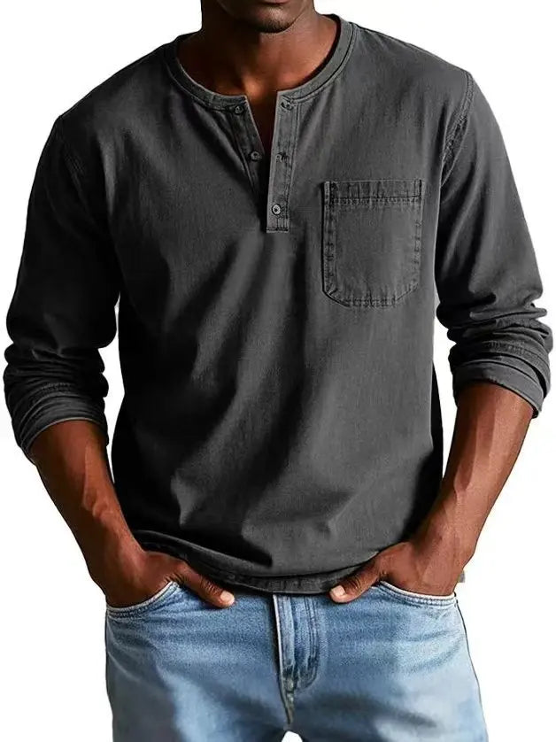 Lovas - Denim Henley shirt