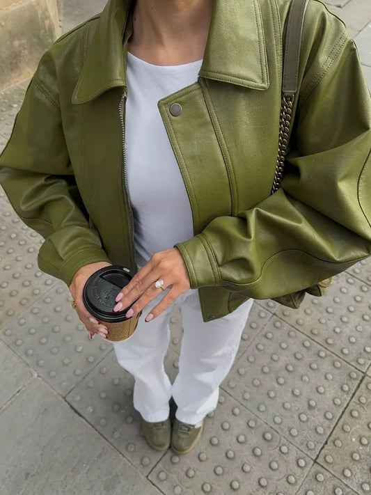 Simone – Oversized leren jas