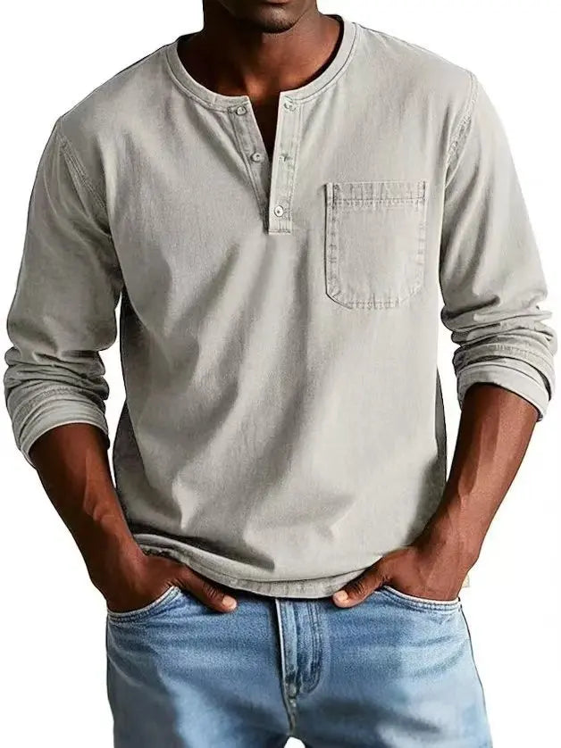 Lovas - Denim Henley shirt