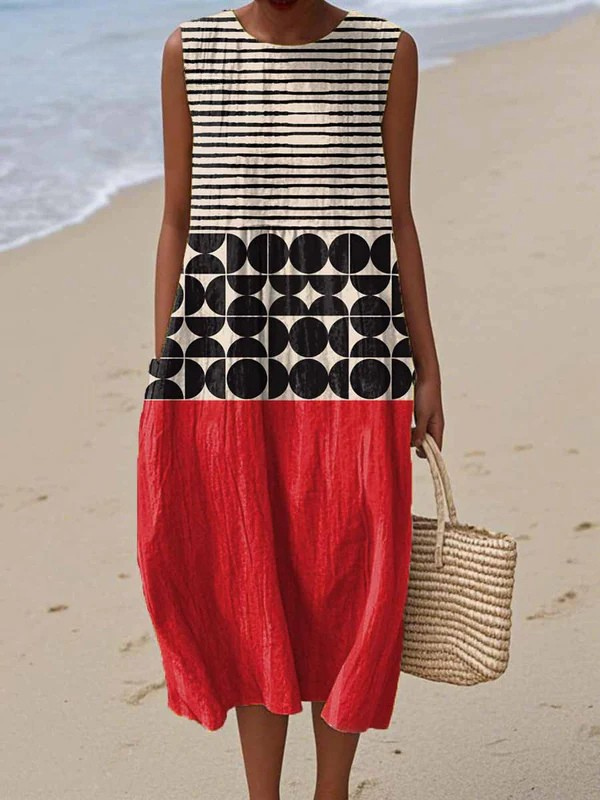 Lovas | Lichte Midi Jurk met Print (Tijdelijk 1+1 Gratis Aanbieding)